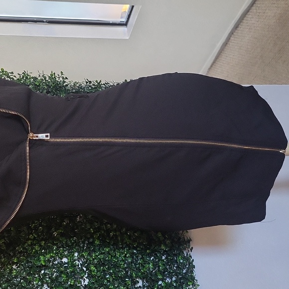 Privy Black Mini Dress with Gold Trim - Picture 3 of 6